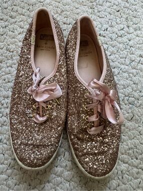 Kate Spade x Keds Glitter Lace-Up Sneakers in Rose Gold